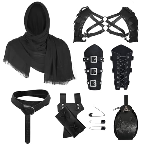 Cape médiévale avec capuche et accessoires de costume homme pour cosplay GN