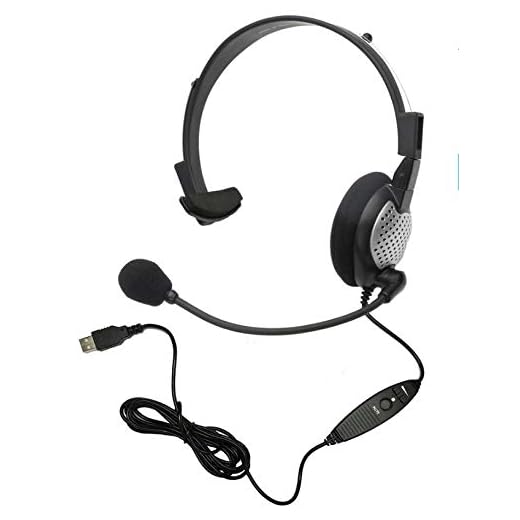 Voice Recognition USB Headset with Noise Cancelling Boom Microphone for Dragon NaturallySpeaking 15, Dragon 15 Home, Premium, Professional (Single-Sided Headset)