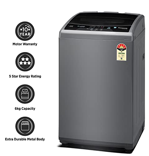 Panasonic 6 Kg 5 Star Fully-Automatic Top Loading Washing Machine ( NA-F60LF1HRB, Grey, Durable Metal Body, 8 Wash Program, Aquabeat wash technology, One touch smart wash) - Image 4
