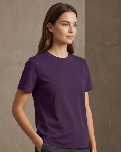 Image of NOBERO 100% Cotton T-Shirts for Women Stylish | Regular Fit | Solid T Shirts for Women 180 GSM Combed Cotton | Crew Neck Half Sleeve