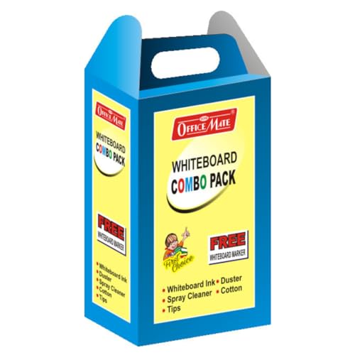 Image of Soni Officemate Whiteboard Marker Kit (Black) | 500ml Ink + Marker + Duster + 50ml Cleaning Solution + 5 Nibs | Bold, Quick-Dry Ink | for School, Office & Home