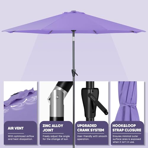Image of Tempera Patio Market Outdoor Table Umbrella with Auto Tilt and Crank, Large Sun Umbrella with Sturdy Pole & Fade Resistant Canopy, Easy to Set