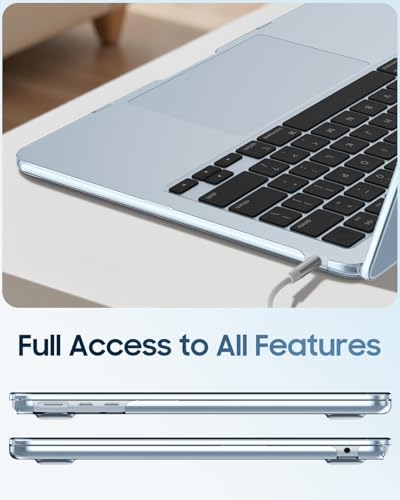 Image of Fintie Case for MacBook Air 13.6 A3449 /A3240 /A3113 /A2681, Sky Blue | 2022-2026, M2 /M3 /M4 /M5, Snap-On Shell Cover, Full Port Access, Easy On /Off, Lightweight