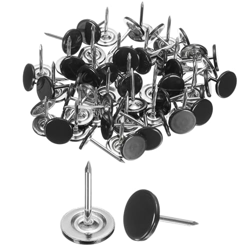 sourcing map 100 tachuelas de tapicería, 11 mm x 17 mm, cabeza plana, tachuelas decorativas para muebles, sofá, cabecera, color negro