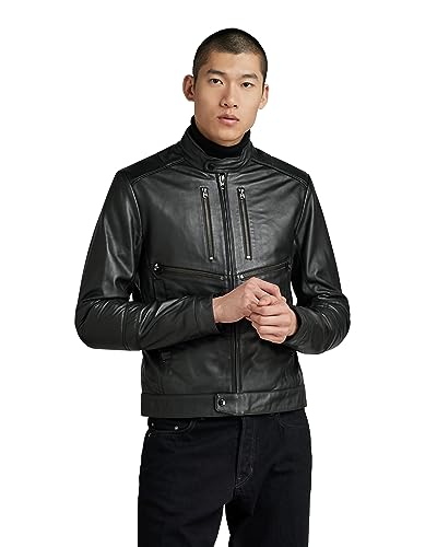 G-Star P Leather Jackets Biker Leather Jkt Dk Black Xxl Hombre G-Star P Leather Jackets Biker Leather Jkt Dk Black Xxl Hombre
