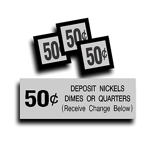 Restoration Decal Sticker for Vintage Soda Pop Soft Drink Vending Coin Change Slot Compatible with Vendo Pepsi, Coca Cola Machine 50 Cent - 1.688 x 4.88 Inch Plus 3 Square Decals