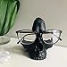 ALPHAWEE Skull Glasses Stand Holder, Creative Eyeglasses Holder, Resin Statue Ornament, Sunglasses Spectacle Display Rack for Home, Office, Desk, Nightstand (black)