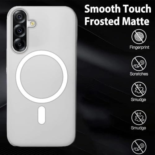 Image of SHINESTAR Back Cover for Samsung Galaxy A36 5G | Frosted Semi-Transparent Slim Case - White | Only Compatible with Wireless Magnetic Accessories | Hard Back, Matte Finish