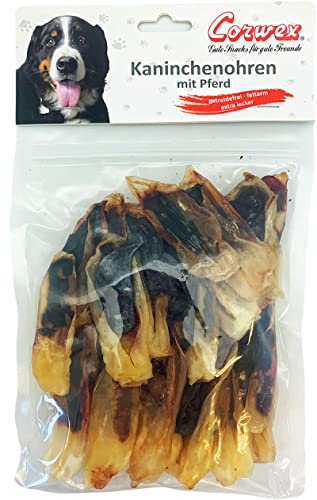 Corwex Kaninchenohren mit Pferd - getreidefrei und fettarm - ideal als Snack oder zur Belohnung (9 x 200g) Cover