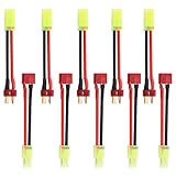 CowGoldChild リポバッテリー tコネ変換ミニタミヤコネクター10ピース T型オス-ミニタミヤメスケーブル tコネクターメスからミニタミヤオス 長さ60mm 16AWG シリコンワイヤー付き ケーブルラジコンモデル用RCドローンリポバッテリー用 Tプラグオス（メス）ミニタミヤメス（オス)変換アダプタ 5ペア