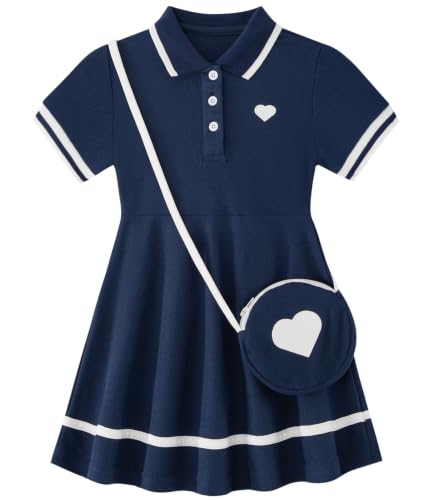 Move Dance Little Girls Sporty Dress 4T 5T Dark Blue Sundress with Bag - image 1