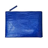 NIGEDU Women Clutches Crocodile Grain PU Leather Envelope Clutch Bag (Blue)