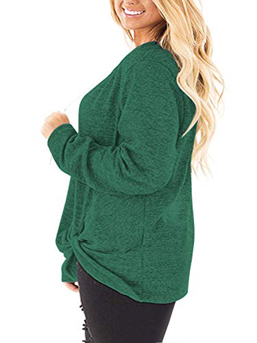 Image of DOLNINE Womens Plus Size Knotted Tops Long Sleeve Tee Shirts Loose Casual Blouse