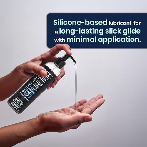 Image of Healthy Vibes Silicone Based Lube 8 oz w /Hand Pump for Latex & Hard Toys, Long Lasting Easy Clean Gel Lubricant for Privacy for Men Women Couples Lubrification