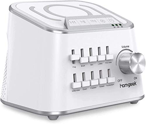 White Noise Sound Machine,Homgeek Nature Sounds Machine,Baby Noise Sound Machine,Sleep Therapy Sound Machine with Customize Sound,Dual Volume Adjustment and Timer Function