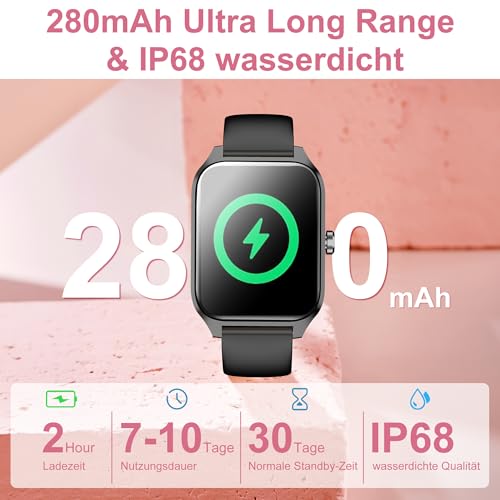 Smartwatch Damen Herren,Fitnessuhr Tracker mit Telefonfunktion 1.83" Touchscreen,Uhren Fitness Tracker IP67 Wasserdicht/Blutsauerstoff/Pulsmesser/Sportuhr Aktivitätstracker für Android/iOS – Bild 4
