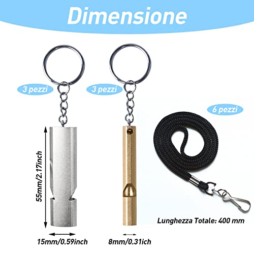 VEGCOO 6 Pezzi Fischietto Emergenza, Dorato