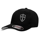 Crusader Knights Templar Cross Baseball Hat Large/X-Large Grey on Black