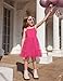 Arshiner Kids Girls Tulle Dress Deep Pink Tutu Party Princess Dresses Formal Graduation Outfit Spring Clothes Size 6