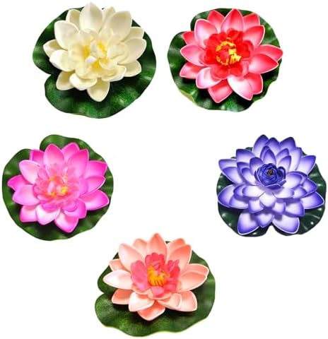 Simsky 5 Stück Künstliche Seerosen 10cm Schwimmende Kunstblumen Blumen