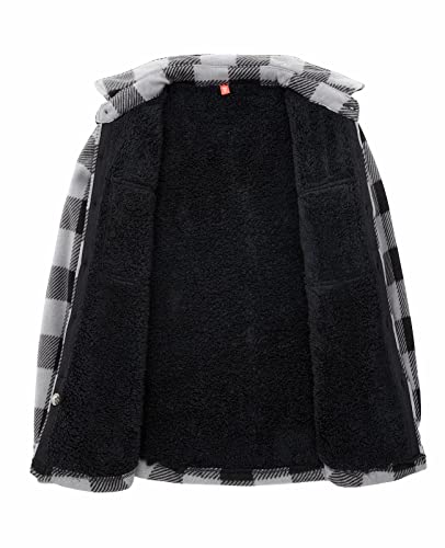 Image of ThCreasa Boys Sherpa Lined Plaid Button Shirt Jacket | Full Thermal Lining, Buffalo Plaid Shacket, Button Down, Family Matching Shirt, Dress Shirt Style, Cozy Winter Fall Outerwear