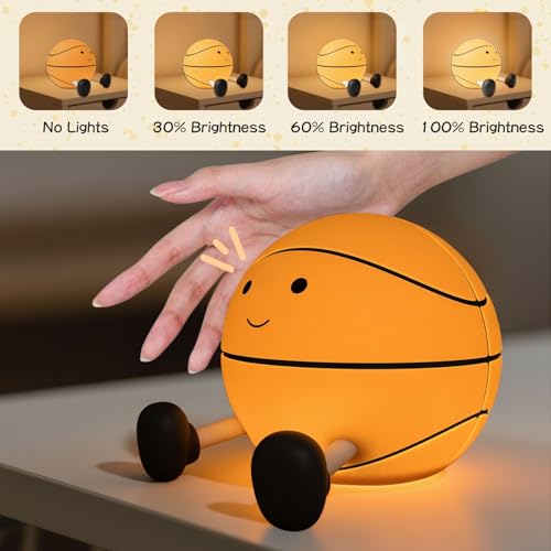 Image of Cute Basketball Night Lights for Children, Rechargeable Soft Light, Nursery Lights, Bedrooms, Desks, and Lovely Gifts for Boys and Girls