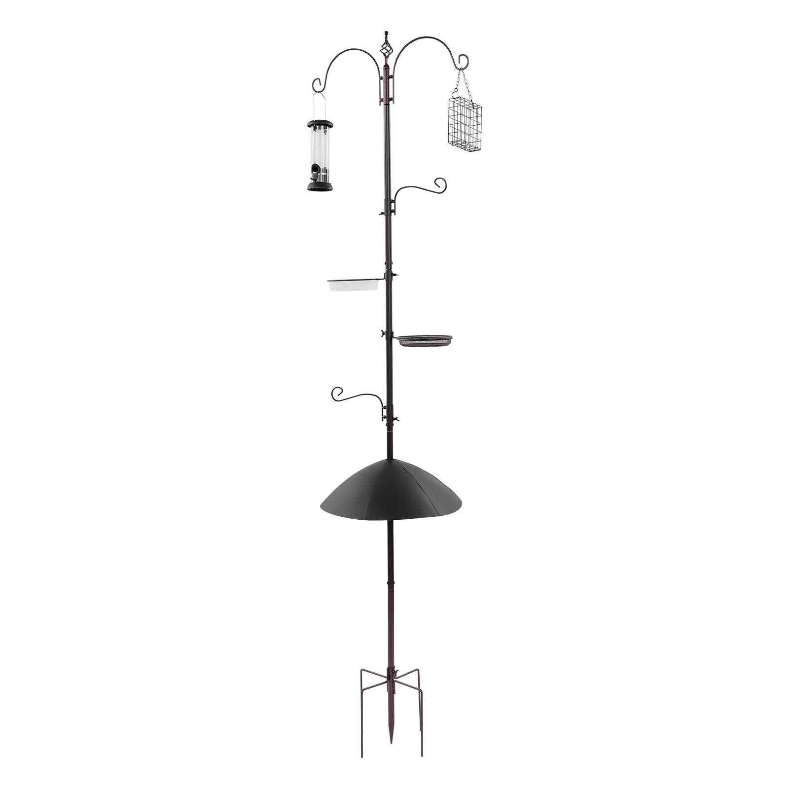 Vogelhäuschen Ständer mit Eichhörnchen-Schutz, 230 cm Metall-Futterstation Vogelhaus Wetterfest für Garten, Balkon, Terrasse, Schwarz/Bronze