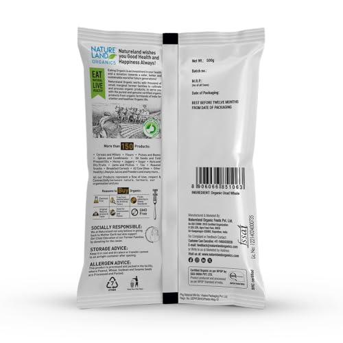 Image of Natureland Organics Urad Whole /Sabut /Urad Kali Daal 500 Gm - Organic Healthy Pulses