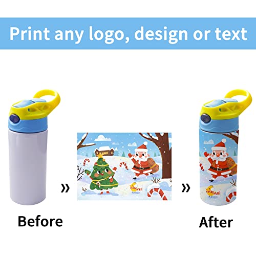 Okba 4Pcs 12Oz Sublimation Blanks Sippy Cup,Sublimation Tumblers For Kids,Stainless Steel Insulated Toddler Water Bottle With Leak-Proof Straw Lid And Handle（Four Colors） #TOP1
