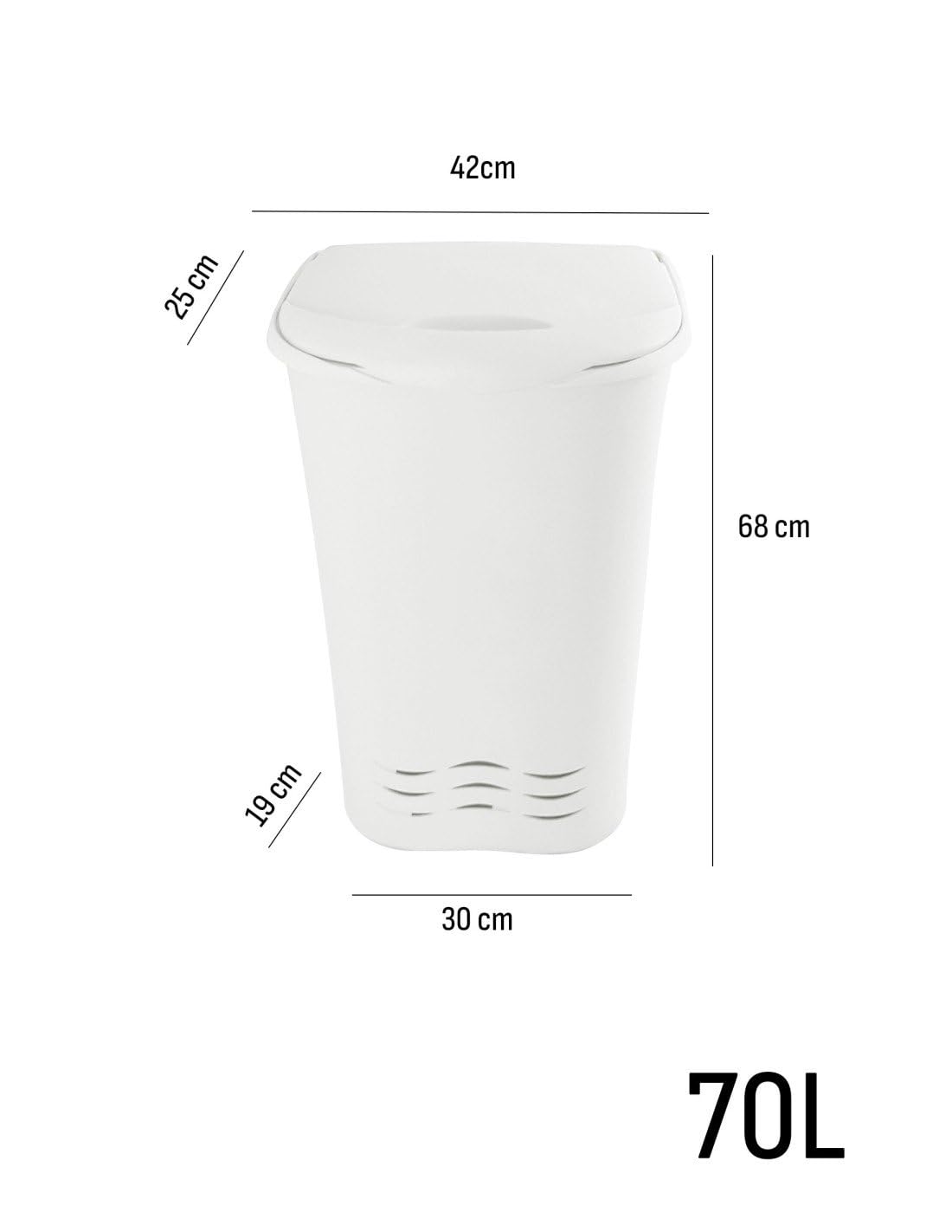 JARDIN202 - Cesto Ropa Sucia con Asas – Pongotodo para Colada 70 Litros | 70 litros (Blanco)