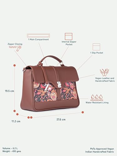 Image of ZOUK | Women's Vegan Leather | Stylish Handbag with Adjustable Strap, Top Handle |