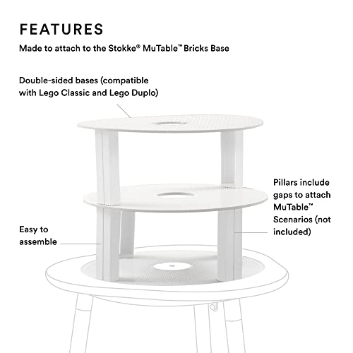 Image of Stokke MuTable Bricks Tower - Includes Two Double-Sided Brick Bases & Eight Pillars - Compatible with Lego Classic & Duplo - for Ages 3+