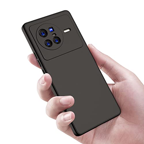 Image of Kapa Matte Lens Protective Shockproof Flexible Back Cover for Vivo X80, Slim Silicone with Soft Lining Shockproof Flexible Full Body Bumper Case (Black)