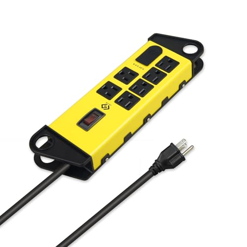 OSKOS Multitoma de 6 tomas con cable de 1.22 m, 2 puertos USB 2.4A (1A1C), 15A/1800W, montaje en pared, UL Listado, diseño metálico miniatura 4