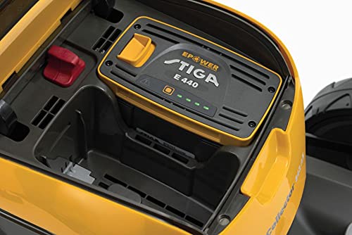 Close-up of the battery compartment with a STIGA E 440 battery inserted