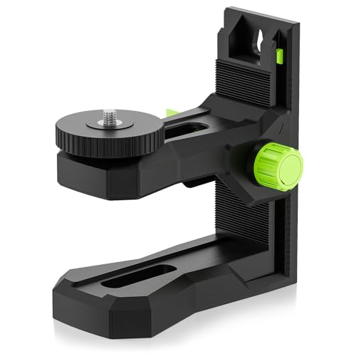 Image of Huepar Fine-tuning Bracket for Line and Point Laser Levels, 1 /4 inch-20 Male Thread L-Shape Magnetic Pivoting Base with 1 /4 inch-20 and 5 /8 inch-11 Female Threaded Mounts on Bottom for Wall & Ceiling Mount - PV12
