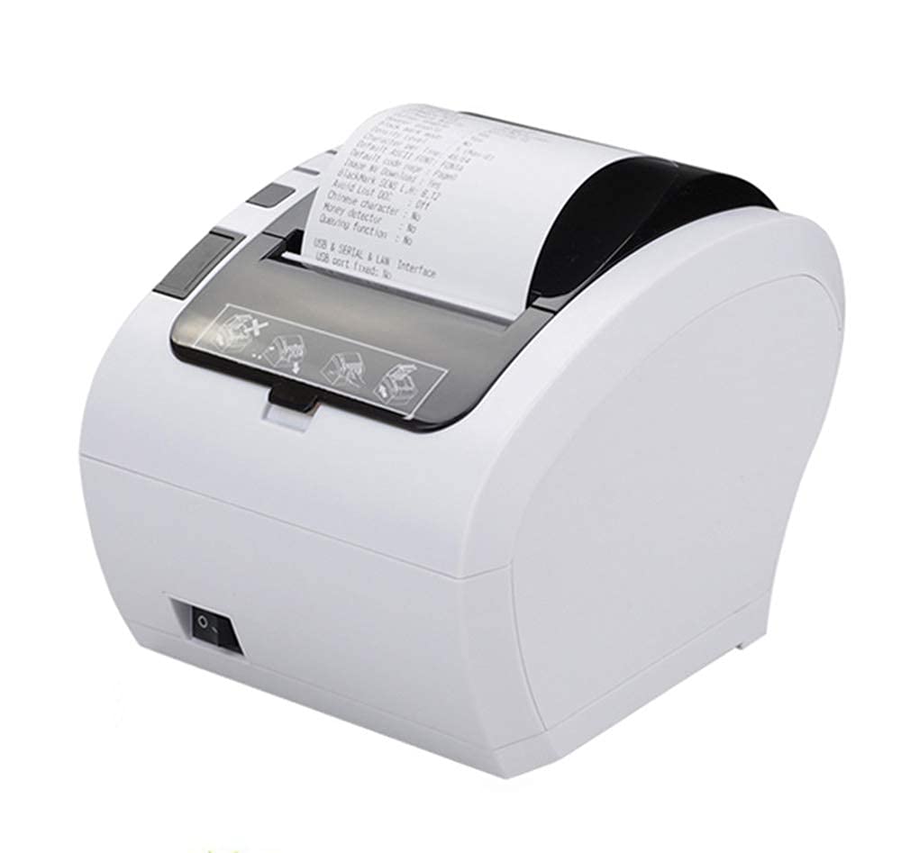 Stampante Termica ricevute, Stampante POS Automatica da 80 mm USB Ethernet Bluetoot WiFi RS232 Hotel/Cucina/Ristorante Bianco, USB e LAN
