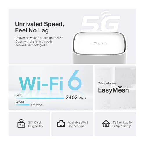 Image of TP-Link Archer NX500 Router 5G Wi-Fi 6 AX3000Mbps Dual Band, Gigabit WAN /LAN Port + 2xGigabit LAN Ports, Plug & Play, 1024-QAM, 8x5G /LTE, 3x WiFi Internal Antenna, EasyMesh, HomeShield