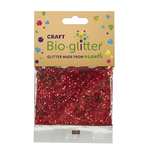 Craft Biodegradable Glitter, 20g, Christmas Decorations, Reindeer Food, Chunky Glitter, Arts and Crafts for Kids, Card Making, Candle Making, Eco-Friendly - Red