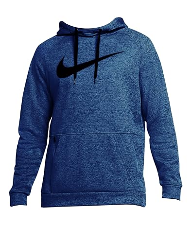 Nike Men's Therma Pullover Swoosh Training Hoodie CU6238-492 (US, Alpha, Large, Regular, Regular, Standard, Blue/black - 492)