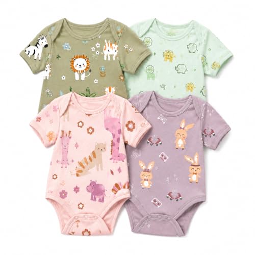 Image of First Kick BabySoft 100% Cotton Romper Set for Newborn Boys & Girls - Pack of 3 | Ultra Soft Breathable Half Sleeve Bodysuits