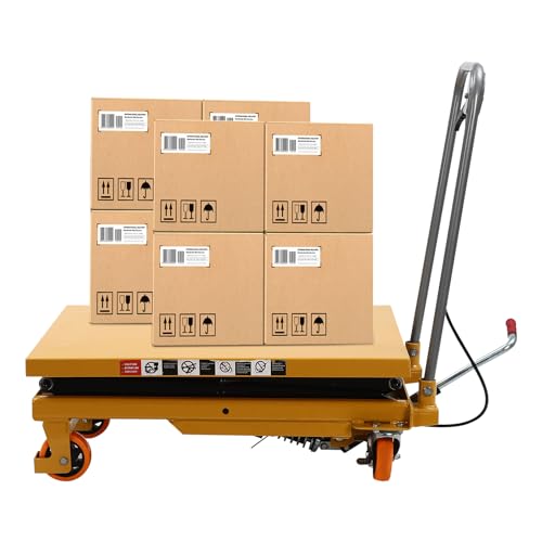 Hydraulic Scissor Lift Table, Cart Heavy Duty Lift Table Cart, Hydraulic Lift with 4 pcs Locking Wheels for Home Garage, Supermarkets, Material Handling or Transportation
