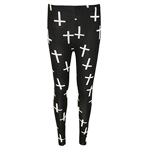 Leggings sexy pantalón elástico negro cruzado de longitud completa para curvas 1
