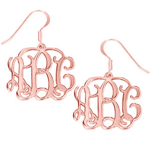 925 Sterling Silver Personalized Monogram Earrings Custom Made with 3 Initials