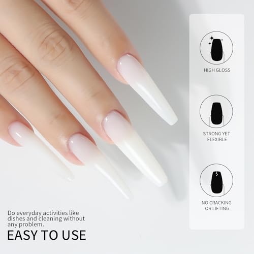 Beautilux Acrylgel für nägel, Weiß Acrylgel Langanhaltendes Nail Art Gel, Quick Extension Nagelverlängerung Natürliches Aussehen Farbe Acrylgel Tube UV Gel Nagelgel für Starter 50ml