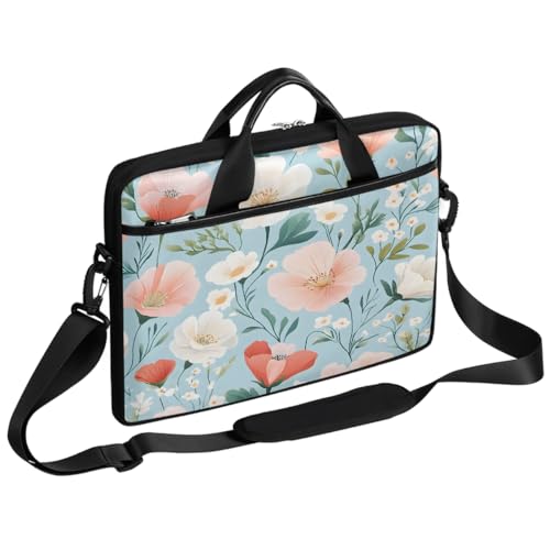 Bolsa para Laptop con Flores Rojas y Blancas 15 Pulgadas