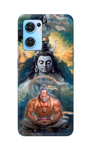 Image of Plastic Printfidaa Printed Hard Back Cover Case For Oppo Reno7 5G | Oppo Reno 7 5G Back Cover (Lord Shiva And Hanuma) -112, Multicolor