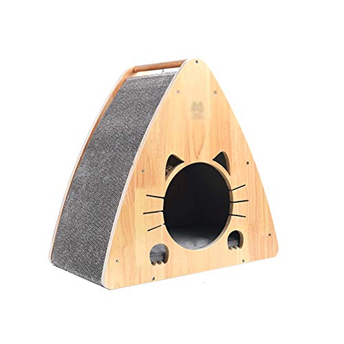 Xiao Long Triángulo Cerrado de Madera Maciza Nest Cat Scratch Board Wear y Resistente a los arañazos Four Seasons Universal Winter Warm Pet Bed Camas para Gatos