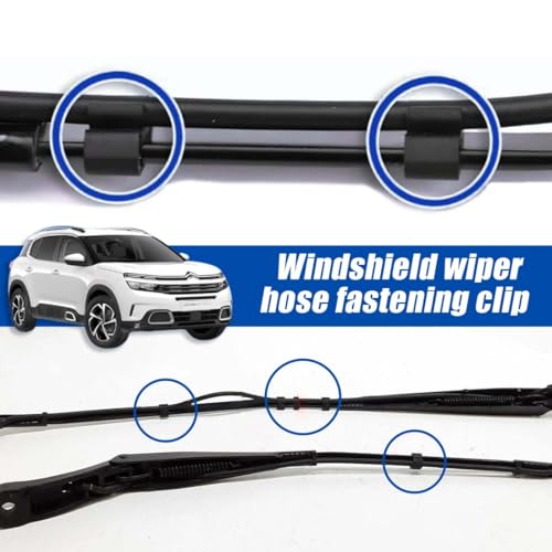 EIHI 4 Clips Für Scheibenwischerarme Gilt Für Peugeot 408 5008, Citroen C5, C5 Aircross Und Versailles C5X - Robuste Befestigungsschellen Für Scheibenwischer-Schläuche(Schwarz)