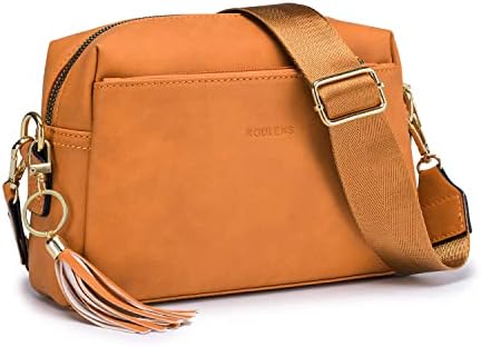 TANTOMI Women's Crossbody Bag - Multiple Compartments, Adjustable Wide Strap, Brown Elegant Purse - View #6